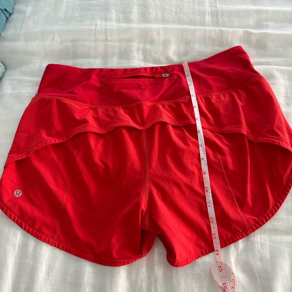 Size 10 zip back bright orange shorts Lululemon